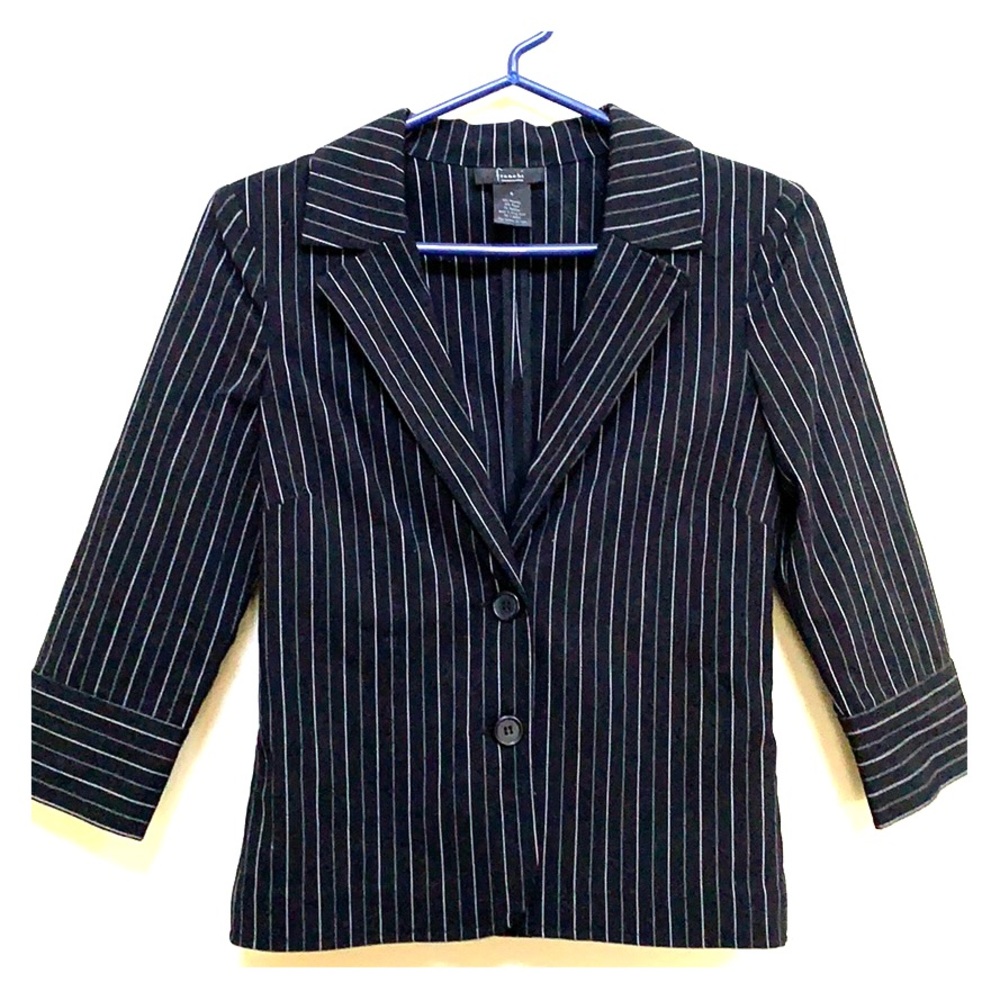 Nordstrom BP Black pinstripe 3/4 sleeve blazer